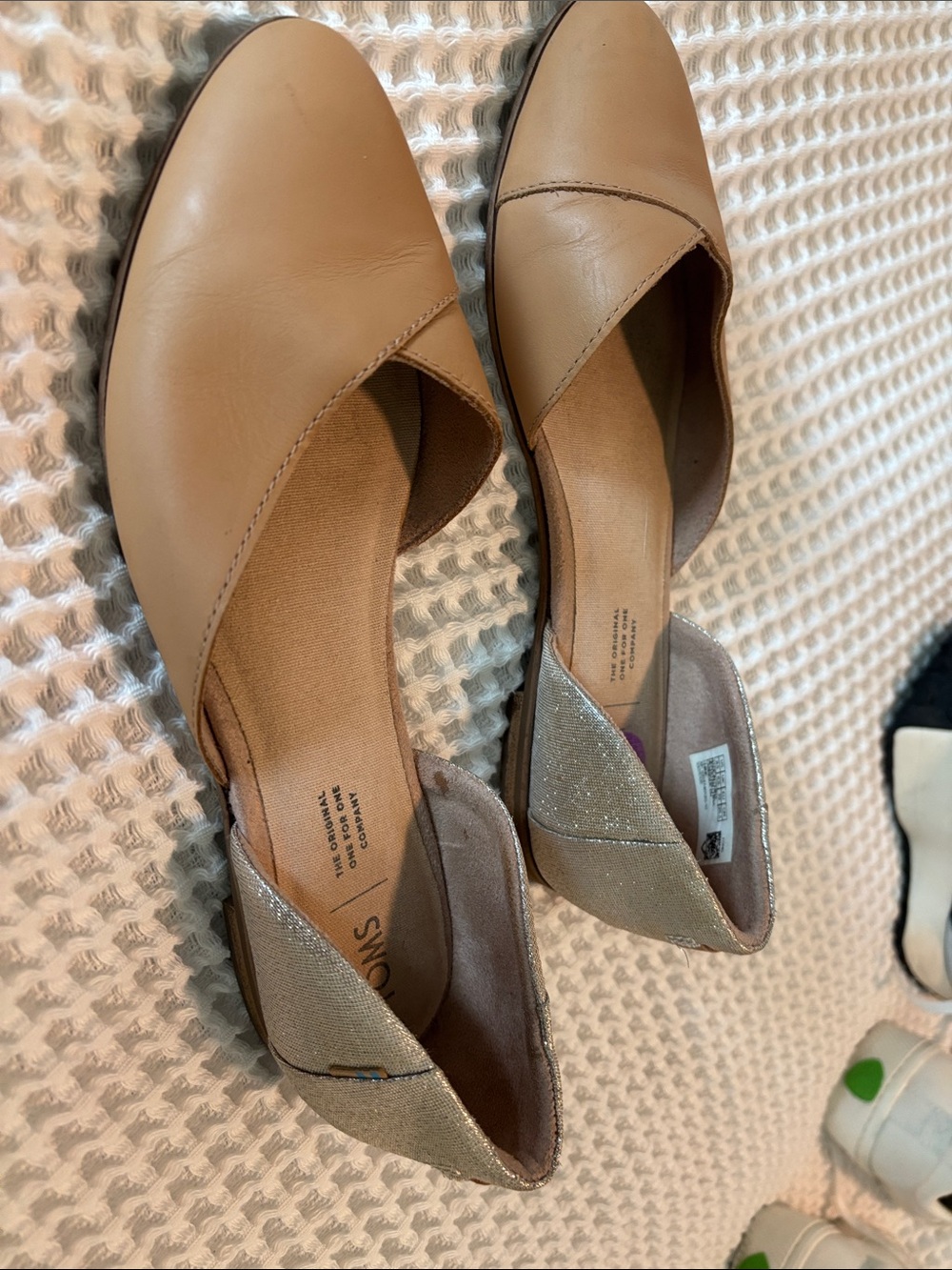 Toms Tan D'Orsay Flats with Sparkle Heel